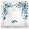 Fleur artificielle rangée bleu blanc arc de mariage fond accessoires de fête décor de scène fenêtre de fête el mur floral Q0826