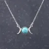 Halskette mit Mond und Sonne, S925-Sterlingsilber, Anhänger für immer Liebe, funkelnder Halbmond, Schmuck, Geschenk für Frauen und Mädchen