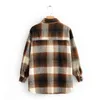 Chu Sau beauty Fashion Plaid Autumn Winter Thick Blouses Women Loose Woollen Cloth Casual Jacket Single Breasted Coat 210508