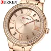 CURREN marque femmes montres de luxe mode étanche Quartz montre-bracelet en acier satiné robe dames horloge pour fille 210517