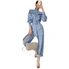 Oversize Langarm Hohe Taille Breite Bein Hosen Lose Overall Frauen Overall-spielanzug Sommer Casual Tasche Overalls Playsuit 210423