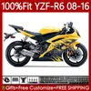 Corpi per stampi ad iniezione per YAMAHA YZF-R6 YZF R6 R 6 600YZF600 2008-2016 Carrozzeria con fiamme nere 99No.127 600CC YZFR6 08 2008 2009 2010 2011 2012 YZF-600 13 14 15 16 Carenatura OEM