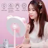 Compact Mirrors Pink Cat Makeup Mirror With Led Standing Touch Screen Vanity Adjustable Light Desk Cosmetic