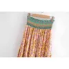 Boho старинные шикарные цветочные принты длинные юбка женские летние праздник стиль эластичная талия свободные хлопковые юбки женские фалда де мода 210508