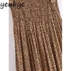 Sexy Sling Vintage Leopard Sukienka Kobiety Bez Rękawów Vestido Mujer Wakacje Przyjęcie Długie Suknie Lato 210430