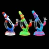 water smoking pipe glass bong dab silicone hose joint oil rig bongs pipes height 8.9"