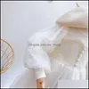 Girls Dresses Baby & Kids Clothing Baby, Maternity Knitted Splicing Gauze Puff Sleeve Dress Pearl Lace Tle Net Yarn Spring Autumn Children P