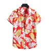 Folha Impressão Camisas Homens Manga Curta Mens Casuais Aloha Camisa Praia Feriado Hawaiian Camisas Verão Marca Aconchegante Estilo étnico Camisa 210524