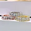 Choucong Brand Wedding Rings Simple Fashion Jewelry Top Sell 925 Silver Radiant Cut White Topaz CZ Diamond Eternity Women Engagement Band Ring For Lover Gift