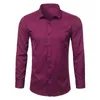 Chemises habillées en fibre de bambou pour hommes Chemise à manches longues Slim Fit 2018 Nouveau Casual Button Down Chemises formelles élastiques pour homme d'affaires G0105