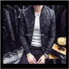 Apparel Mens Slim Jackets High Street Coats Floral Design Outerwear Tops Hommes Bomber Autumn Wiinter Fit Clothing Cz6I9