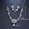 Orecchini collana di moda goccia d'acqua goccia di zirconia cubica set da donna di lussuoso fiore di fiori da sposa da sposa da sposa