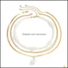 Pendant Necklaces & Pendants Jewelry European Baroque Imitation Pearl Beaded Women Hip Hop Gold Snake Chain Mti Layer Party Dress Gift Coppe