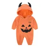 Halloween Pagliaccetti appena nati Polar Fleece Neonati maschi Abiti da zucca per cappotti infantili Tuta con cappuccio Costumi spirito pipistrello Giacca Top 210413