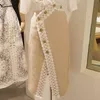 세련된 우아한 레이스 슬릿 여자 스커트 한국 패션 불규칙한 디자인 Femme 스커트 봄 All-Match Solid Faldas Mujer 210514
