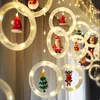 クリスマスカーテンストリングライト125 LED 10PCSサンタフェアリーライト屋内屋外クリスマスツリーパティオベッドルームの装飾用のUSB搭載ハンギング飾り飾り