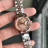 2021 Wysokiej jakości moda 28 mm data Women Watch Rose Gold Bransoletka ze stali nierdzewnej Mechaniczne zegarki Automatyczne zegarki Ladies Wris257Q