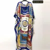 Abbigliamento etnico Kuwait Fashion Blogger Consigliano Maxi Abiti di seta in seta stampati in seta sciolta Summer Beach Bohémien Long Dress for Lady