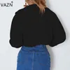 Suéteres femininos Vazn Primavera 2021 Alta qualidade Moda temperada Mulheres sexy Estilo sólido Manga cheia Mini FD8017
