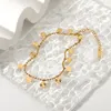 Link Chain 18K Gold vergulde roestvrijstalen voet sieraden voor vrouwen Bead Petal Disc Pendant Anklet Fawn22
