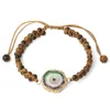 Jewelry Bracelet Creative Style Beaded Annual Rings Colored Natural Stone Woven Agate Double Layer Mixed Crystals Scalable Width Available for Women