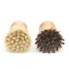 Brosse en bois de poche Poignée ronde Pot Brosses Sisal Palm Plat Bol Pan Cleanning Brosses Cuisine Tâches Frotter Outil De Nettoyage WLL1087