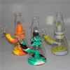 Mini Silicone Beaker Bong Dab Rigs unbreakable water pipes smoking hookah oil rig with quartz banger & 14mm Glass Bowl for dry