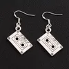 Music Cassette Tape Earrings 925 Silver Fish Ear Hook 30pairslot Antique Silver Chandelier E258 443x1628mm ZHL25136958501