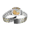 Orologi meccanici Donne da uomo Orologio da polso in argento Orologio da polso Luminoso Luminoso A Mano Vento Scheletro Moda Unisex Orologio in acciaio inox