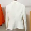 Высокое качество Классическая мода 2021 звездный стиль дизайнерская куртка женская тонкий фитинг металлические кнопки Blazer плюс размер S-4XL X0721