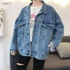 Semfri Blue Denim Jacket Women Loose Style Oversized Jeans Coat Spring Autumn Version Casual Basic Jacket 210928