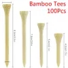 100 stks / set Houten Golf Tees Natrual Color Bamboo Houder Duurzaam Outdoor Training Benodigdheden Accessoires FTN006