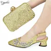 Dress Shoes Ladies And Bag Set For Women Fashion Gold African High Heels Pumps Match With Purse Handbag Clutch 938-40 5.5CM