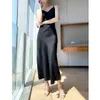 Summer Sexy Dress Vintage Womens Evening Party Night Club V Neck Black Rayon Silky Satin Dresses 210608