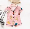 Estilo Diferente! Desenhador Verão Pijama de Children Sets Kids Designe Roupas Meninas Meninos Bebê Cartoon Bear Home Desgaste de duas peças Conjunto de mangas curtas Criança