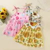 Dziewczyny Sukienka Toddler Baby Girls Letnia Sukienka Pomarańczowy Druku Princess Dress Dla Dziewczyn Spódnicy Ubrania Dla Noworodków Q0716