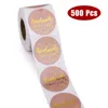 2021 500 PCS Handmade com amor Kraft Papel Adesivos 25mm Rosa Redonda Etiquetas Adesivas De Baking Partido De Casamento Decoração Etiqueta