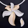 Kolczyki naszyjne Zestaw Missvikki słynny super modny projekt ręcznie robiony utwardzony pełny CZ przezroczysty kryształ duży kwitnący kwiaty wisior 4 szt.