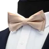 Gusleson mens solid färg två lager pre-bundet slips röd svart lila guld blå gul grön bowtie för bröllopsfest verksamhet