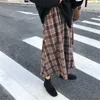 Japanse harajuku herfst winter vrouwen midi rok hoge taille plaid vrouwelijke saias koreaanse ulzzang streetwear elegante lange rokken 210629