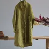 JOHNINTY RETRO AVOCADO Green Retrod Collar Linen Lace Up Shirts Automne Loose Loose Fashion Fashion Women Tops Shirts 210521