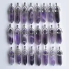 Natursten Charms Amethyst Hexagonal Healing Reiki Point Pendants för smycken Göra DIY Halsband Örhängen