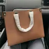 Bolsa de compras de luxo 3A marca clássica marrom lona de couro grande capacidade bolsa de ombro de alta qualidade feminina