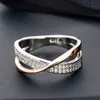 Klassieke tweekleurige ringen van twee tonen vrouwelijke mode micro verharde cz kristalringen vrouwen zilveren kleur bruiloft ringen sieraden p08184826041