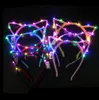 Hot LED Light Up Cat Ear Headband Party Glödande Tillbehör Kvinnor Flicka Blinkar Hårband Fotboll Fan Concet Cheer Halloween Xmas