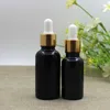 Storage Bottles & Jars 5ml,10ml,20ml,30ml,50ml,100ml Black Glass Screw Gold Collar,Empty Essential Oil Vials Cosmetic Packing Container