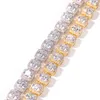 Chaines Collier de diamant carré de 12 mm Square Hip Hop Bling Femmes TRENDY MIAMI CUBAN CURB LINE BRACELET HIPSTER PU1831