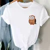 T-shirt feminina de camisa feminina 2022 Padrão fofo de ouriço de ouriço Feliz Natal e feliz ano de manga curta