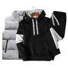 3 pc Jogger Sports Ternos Hoodies + Calças + Colete Conjunto Casual Tracksuit Men Moda Suor Terno Homens Outfit Set Romper Ropa de Hombre 2020 x0610