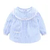 Mudkingdom Boutique Filles Pyjama Ensembles Printemps Automne Mignon Dentelle Rayé Coeur Toddler Pyjamas Enfants Vêtements De Nuit Vêtements De Couchage 210615